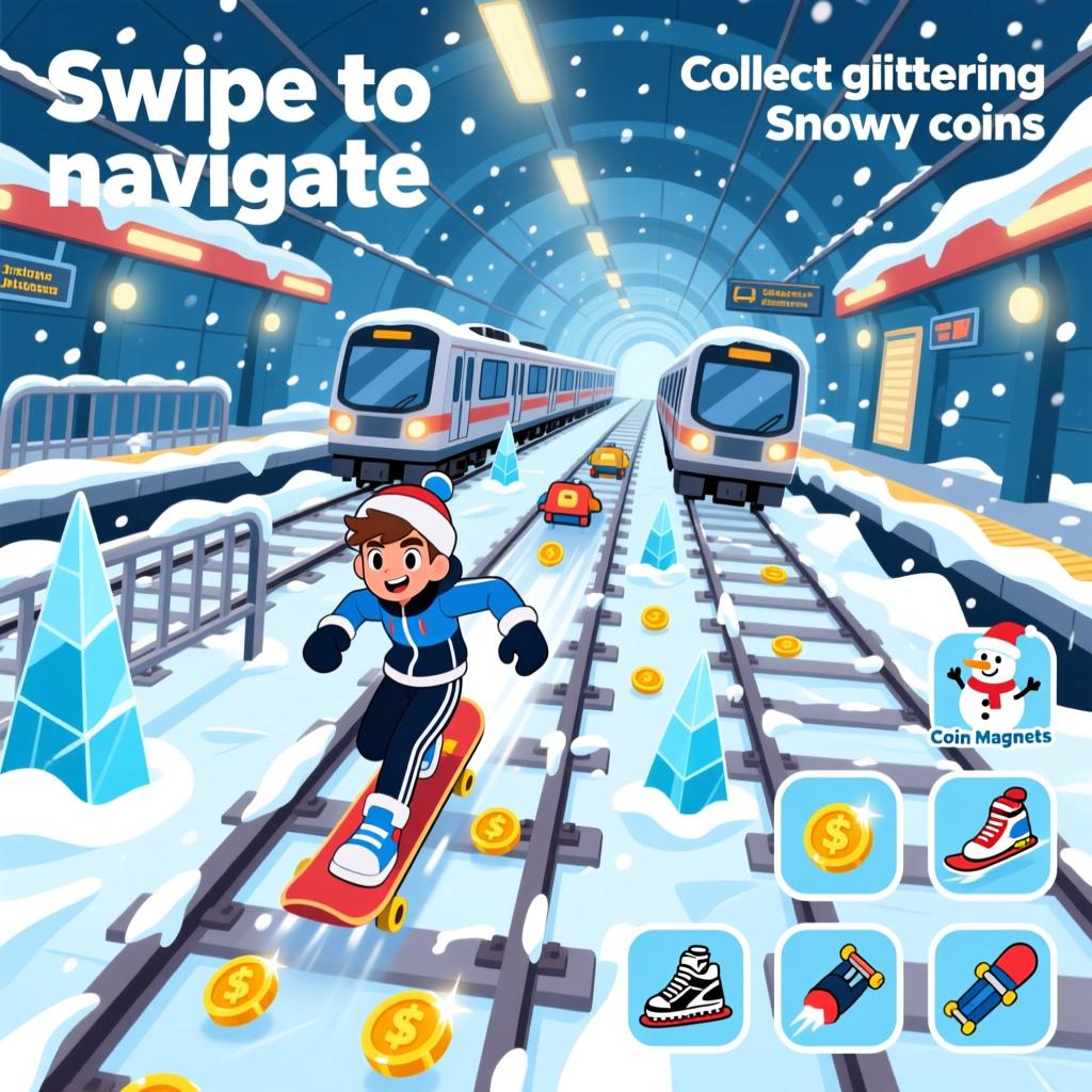 Winter Subway Dash Snowy Surge